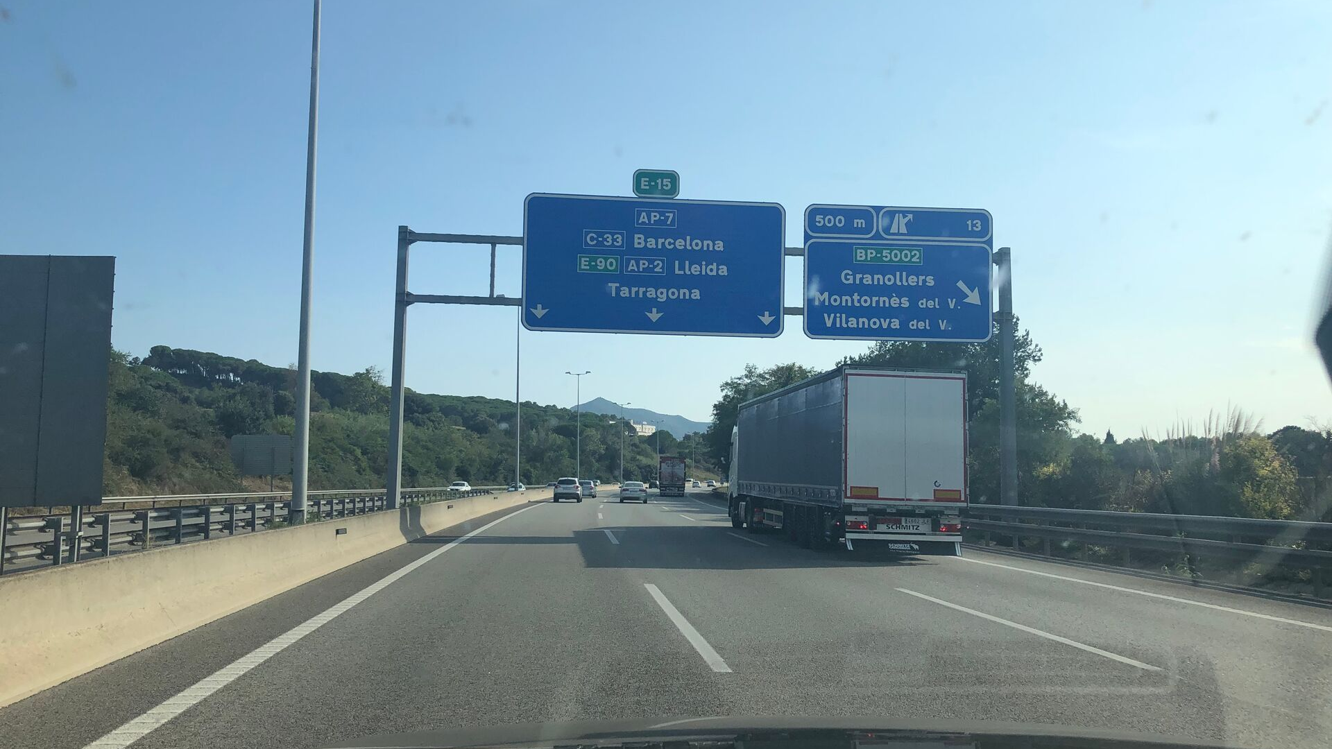 Car Journey from France to Spain Signs